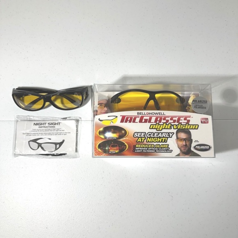 Night Driving Glasses 2 Pair Lot Bell Howell Tac Glasses & Night Sight Polarized